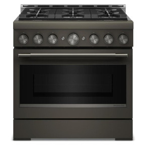 Cuisinière au gaz de style commercial à 6 brûleurs avec mode de friture à air sans préchauffage KitchenAid® de 36 po KFGS936SBE