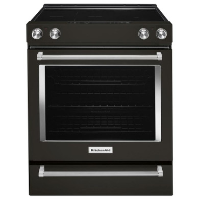 Kitchenaid® Cuisinière électrique à commandes frontales à convection avec 5 éléments - 30 po YKSEG700EBS