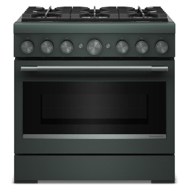 Cuisinière bicombustible de style commercial à 6 brûleurs avec mode de friture à air sans préchauffage KitchenAid® de 36 po KFDS936SJP