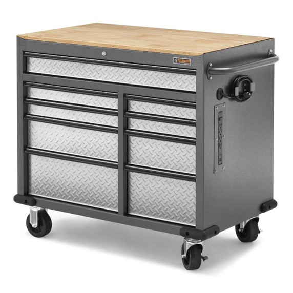 Gladiator® Établi mobile à 9 tiroirs série Premier de 41 po (104.1 cm) avec plateau en bois massif GAMT41HWJG