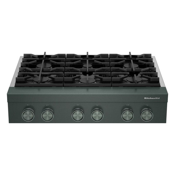 Table de cuisson au gaz de style commercial KitchenAid® à 6 brûleurs - 36 po KCGK936TJP