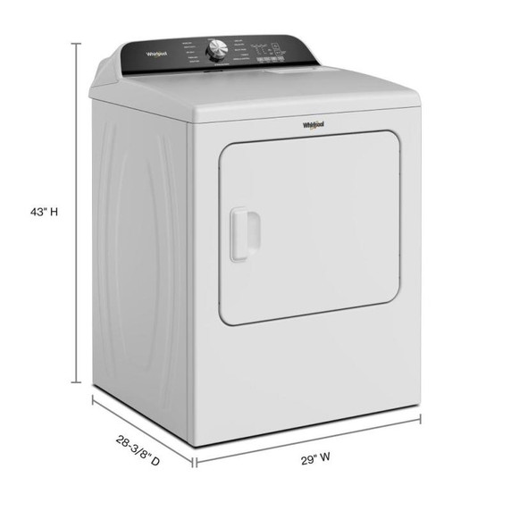 Whirlpool® Sécheuse au gaz à chargement vertical avec détection d’humidité - 7 pi cu WGD6150PW