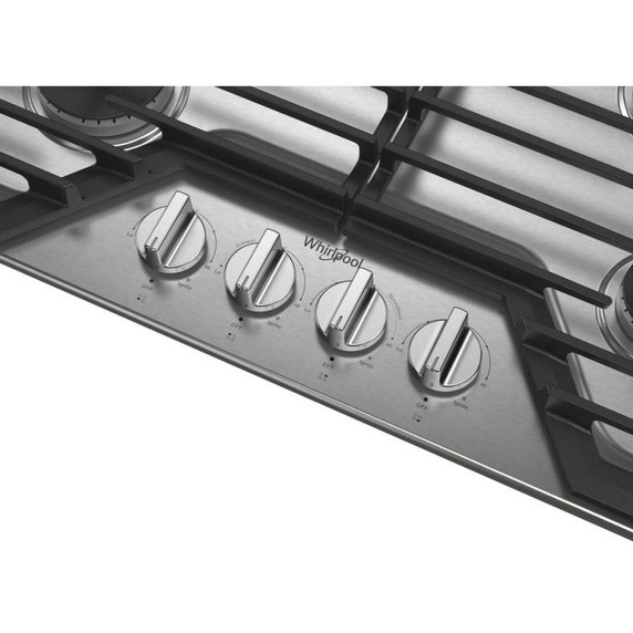 Whirlpool® Table de cuisson au gaz avec grilles en fonte à charnière EZ-2-Lift™, 30 po WCGK5030PS