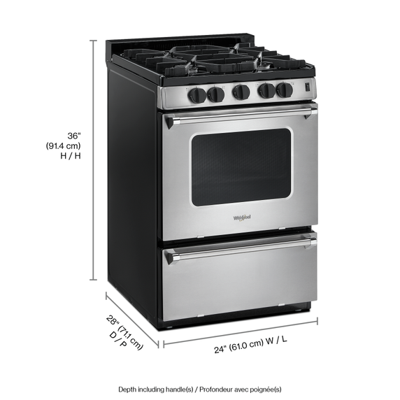 Cuisinière au gaz non encastrée avec brûleurs scellés - 3 pi cu Whirlpool® WFG500M4HS