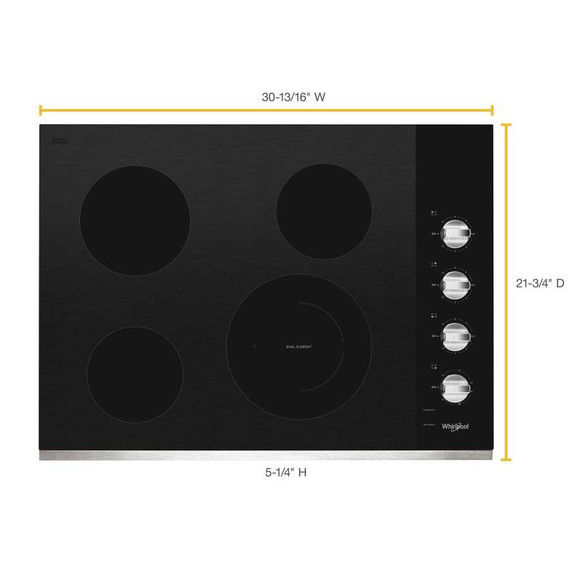 Whirlpool® Table de cuisson électrique en vitrocéramique avec élément radiant double - 30 po WCE55US0HS