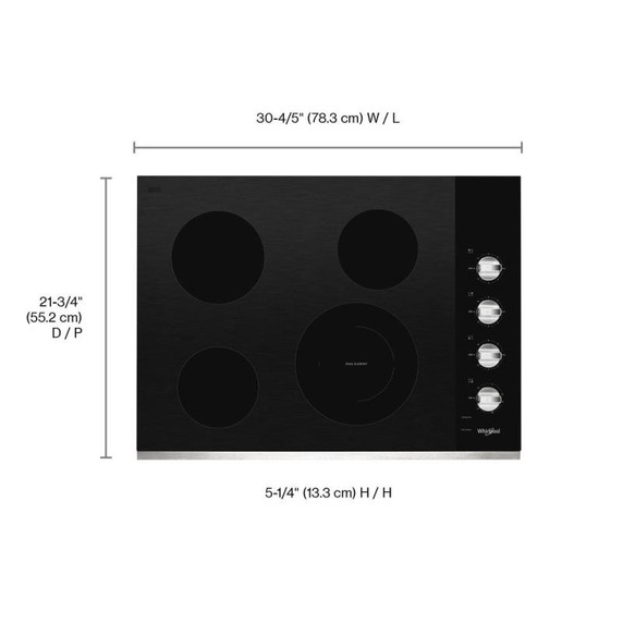 Whirlpool® Table de cuisson électrique en vitrocéramique avec élément radiant double - 30 po WCE55US0HS