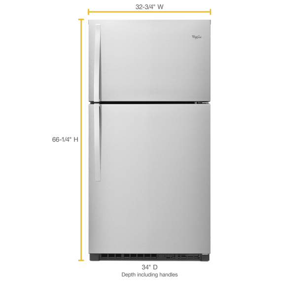 Réfrigérateur à congélateur supérieur  de 33 po Whirlpool® avec machine à glaçons facultative EZ Connect WRT541SZDM