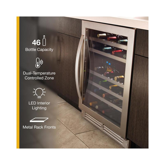 Whirlpool® Cellier sous le comptoir avec 46 bouteilles - 24 po WUW55X24HS