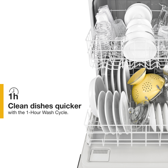 Lave-vaisselle robuste avec cycle de lavage en une heure Whirlpool® WDF331PAHW