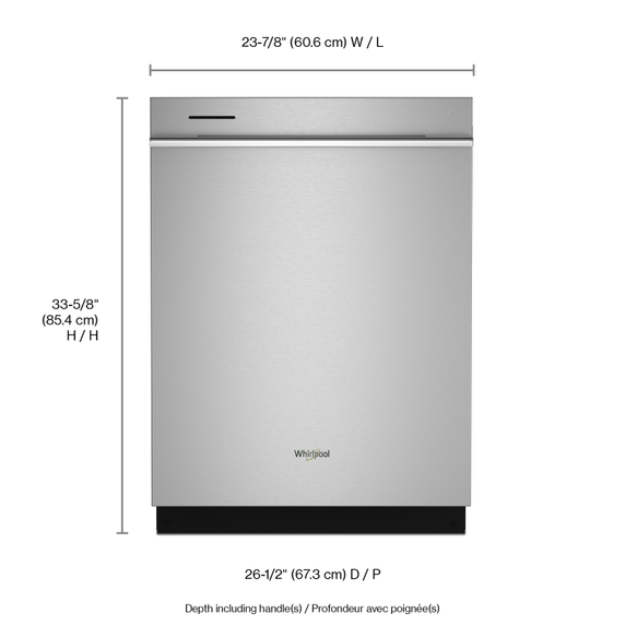 Lave-vaisselle silencieux résistant aux traces de doigts avec 3e panier et grande capacité Whirlpool® WDTA80SAKZ