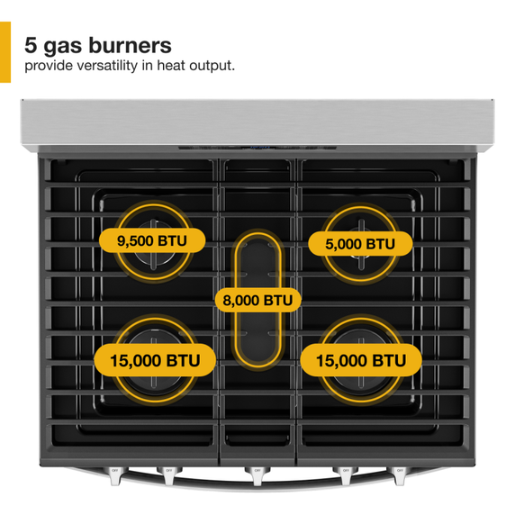 Cuisinière au gaz 5 en 1 avec four à friture à l’air - 5 pi cu Whirlpool® WFG550S0LW