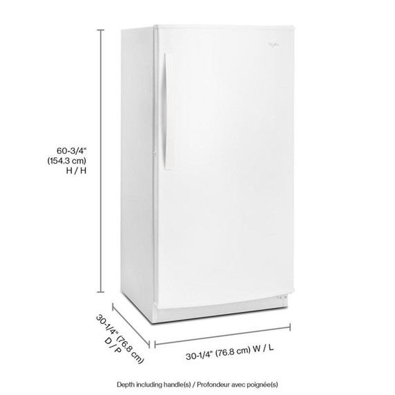 Whirlpool® Congélateur vertical avec dégivrage automatique, 16 pi3 WZF57R16FW