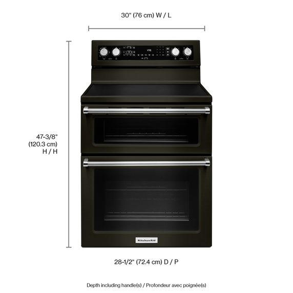 Cuisinière au electrique à four double à convection avec 5 éléments - 30 po KitchenAid® YKFED500EBS