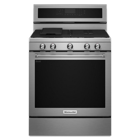Kitchenaid® Cuisinière au gaz à convection avec 5 brûleurs - 30 po KFGG500ESS