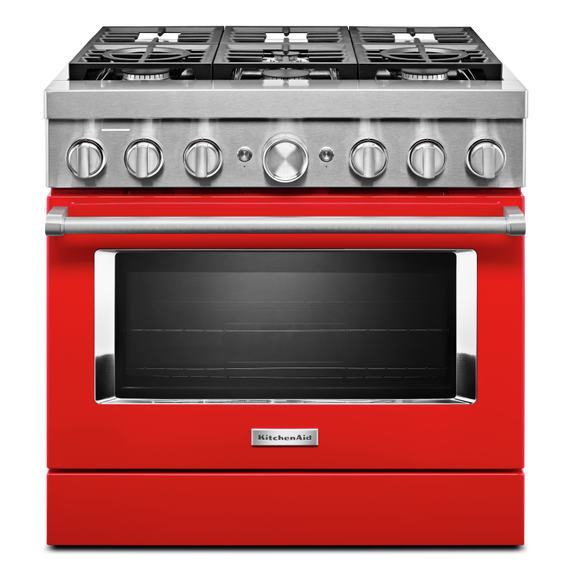 Cuisinière commerciale intelligente bicombustible KitchenAid®, 6 brûleurs, 36 po KFDC506JPA