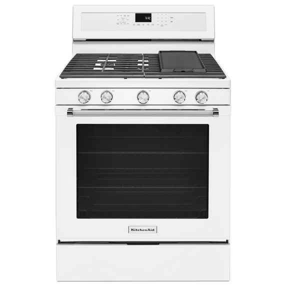 Cuisinière au gaz à convection avec 5 brûleurs - 30 po KitchenAid® KFGG500EWH