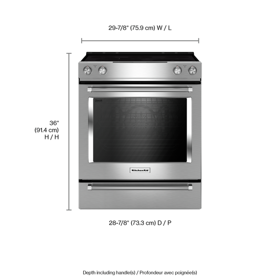 Cuisinière au electrique à commandes frontales à convection avec 5 éléments - 30 po KitchenAid® YKSEB900ESS