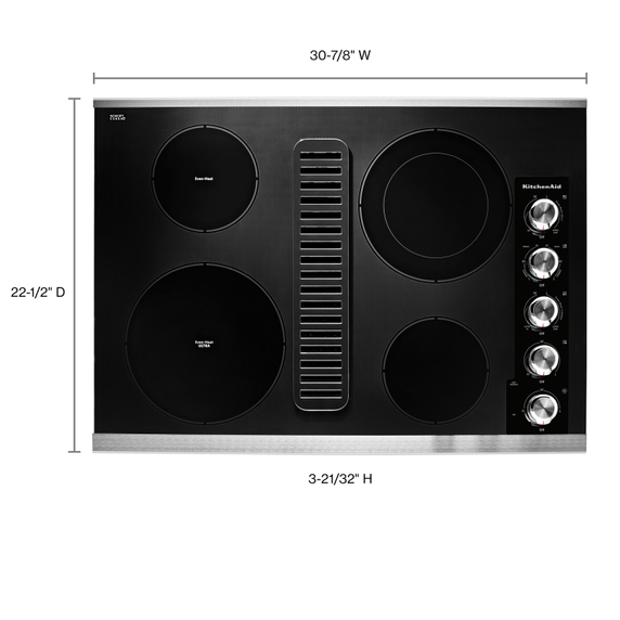 Table de cuisson électrique à évacuation descendante avec 4 éléments - 30 po KitchenAid® KCED600GSS