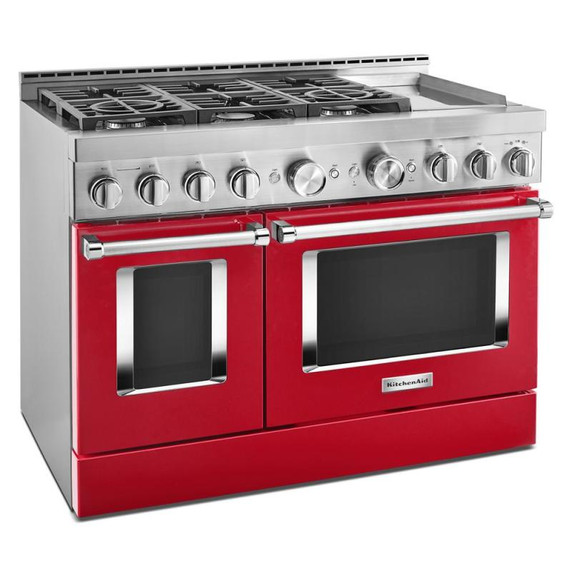 Cuisinière commerciale intelligente au gaz KitchenAid® avec plaque chauffante, 48 po KFGC558JPA