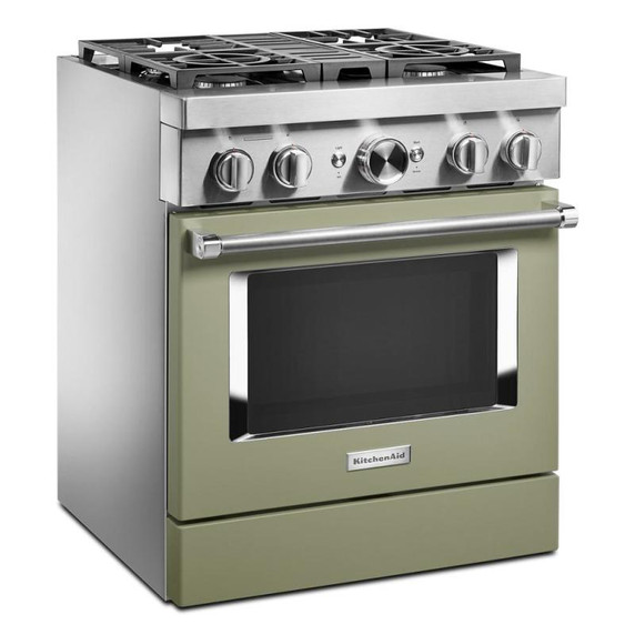 Kitchenaid® Cuisinière commerciale intelligente bicombustible avec 4 brûleurs - 30 po KFDC500JAV
