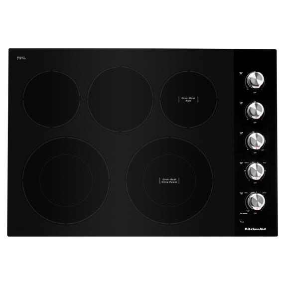 Table de cuisson électrique avec 5 éléments et boutons de commande - 30 po KitchenAid® KCES550HBL