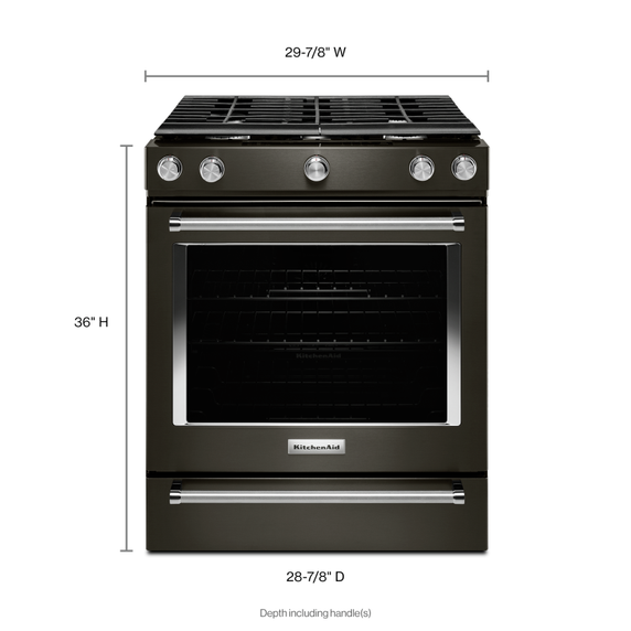 Cuisinière au gaz à commandes frontales à convection avec 5 brûleurs - 30 po KitchenAid® KSGG700EBS