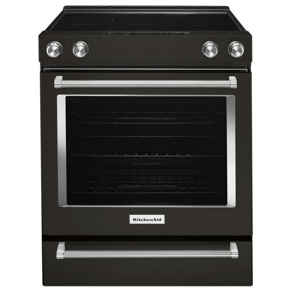 Kitchenaid® Cuisinière électrique à commandes frontales à convection avec 5 éléments - 30 po YKSEG700EBS