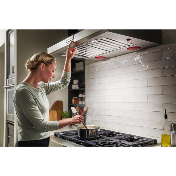 Kitchenaid® Hotte de cuisinière murale de style commercial à classe de moteur de 585 ou 1170 pi cu/min - 36 po KVWC956KSS