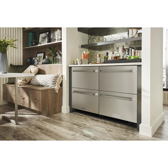 Kitchenaid® Réfrigérateur/congélateur sous le comptoir en acier inoxydable à double tiroir - 24 po KUDF204KSB