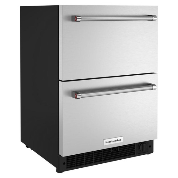 Kitchenaid® Réfrigérateur/congélateur sous le comptoir en acier inoxydable à double tiroir - 24 po KUDF204KSB