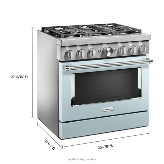 Cuisinière commerciale intelligente bicombustible KitchenAid®, 6 brûleurs, 36 po KFDC506JMB