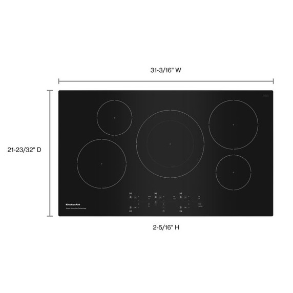Kitchenaid® Table de cuisson à induction par capteur de 5 éléments et 36 po KCIG556JBL