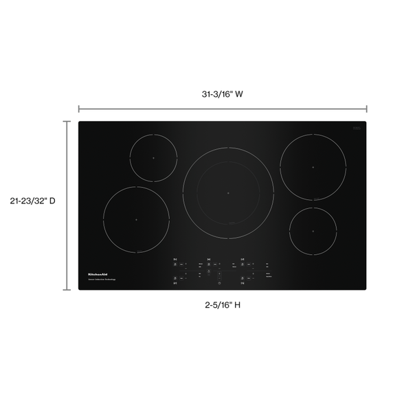 Table de cuisson à induction par capteur de 5 éléments et 36 po KitchenAid® KCIG556JBL