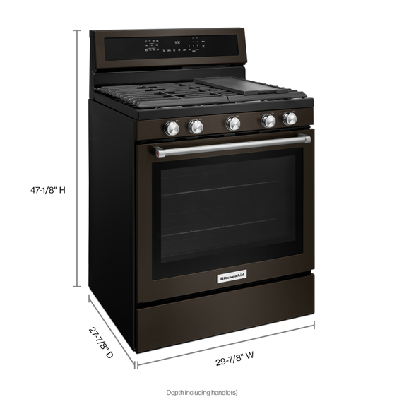 Cuisinière au gaz à convection avec 5 brûleurs - 30 po KitchenAid® KFGG500EBS