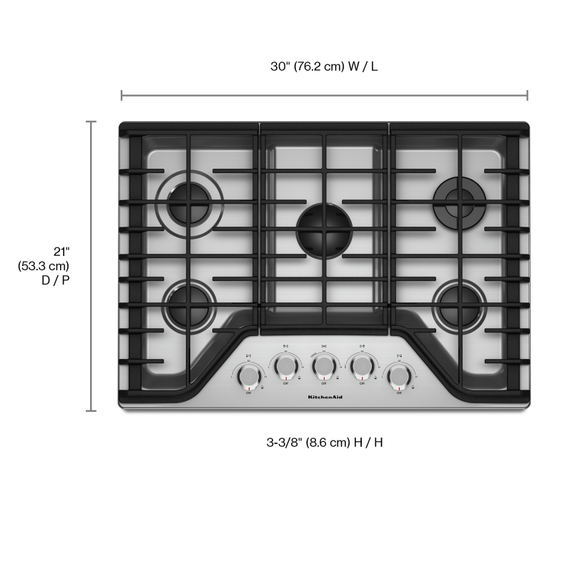 Table de cuisson au gaz avec 5 brûleurs - 30 po KitchenAid® KCGS350ESS