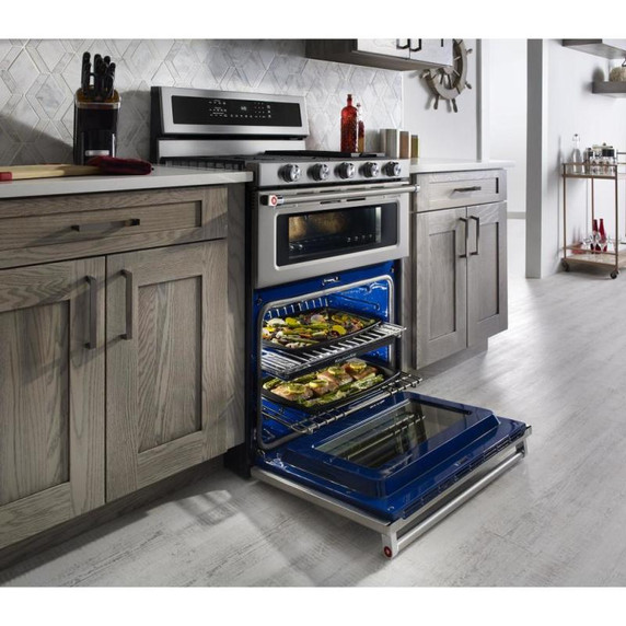Kitchenaid® Cuisinière bi-combustible à four double à convection avec 5 brûleurs - 30 po KFDD500ESS