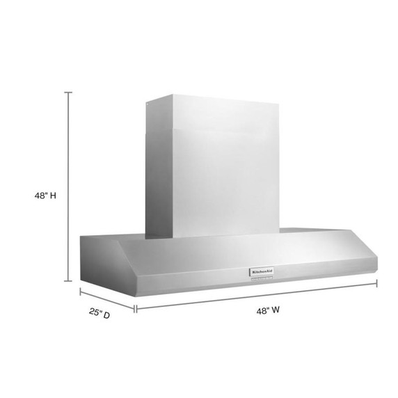 Kitchenaid® Hotte de cuisinière murale de style commercial à classe de moteur de 585 ou 1170 pi cu/min - 48 po KVWC958KSS