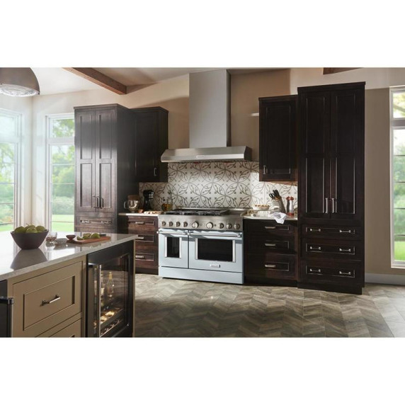 Kitchenaid® Hotte de cuisinière murale de style commercial à classe de moteur de 585 ou 1170 pi cu/min - 48 po KVWC958KSS