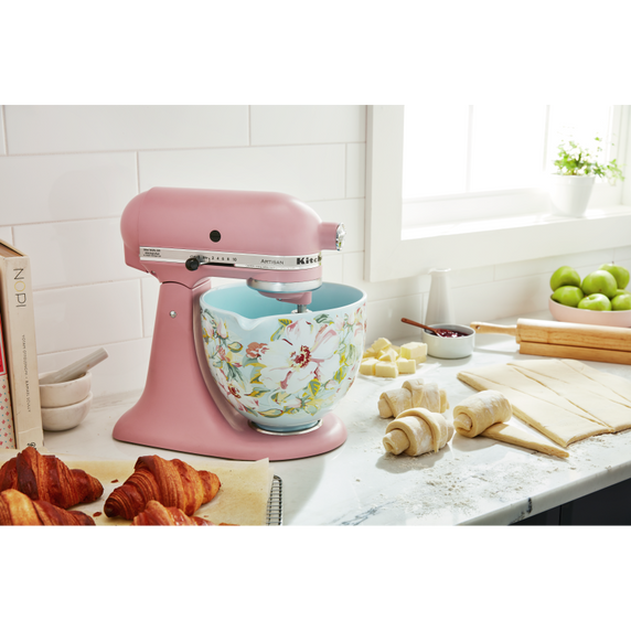 Bol en céramique de 5 pintes avec motifs de jasmins blancs KitchenAid® KSM2CB5PWG