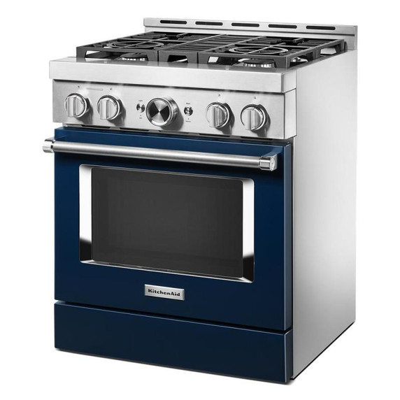 Cuisinière commerciale intelligente au gaz KitchenAid®, 4 brûleurs, 30 po KFGC500JIB