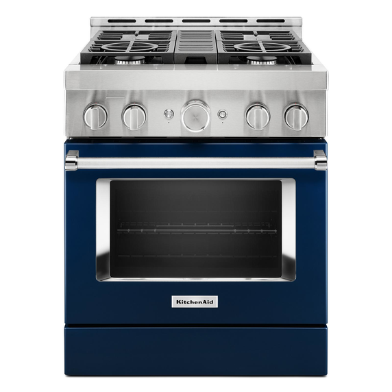 Cuisinière commerciale intelligente au gaz KitchenAid®, 4 brûleurs, 30 po KFGC500JIB