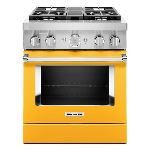 Cuisinière commerciale intelligente bicombustible avec 4 brûleurs - 30 po KitchenAid® KFDC500JYP