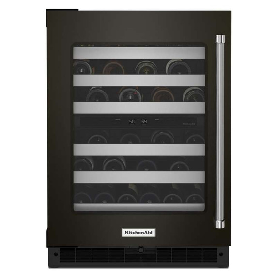 Kitchenaid® Cellier sous le comptoir avec porte en verre et porte-bouteilles à devant en métal - 24 po KUWL314KBS