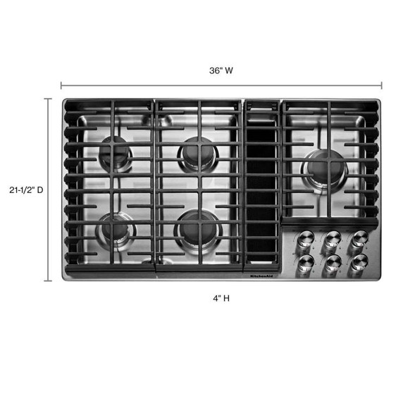 Kitchenaid® Table de cuisson au gaz à évacuation descendante avec 5 brûleurs - 36 po KCGD506GSS
