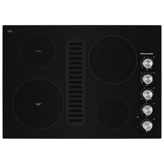 Kitchenaid® Table de cuisson électrique à évacuation descendante avec 4 éléments - 30 po KCED600GBL