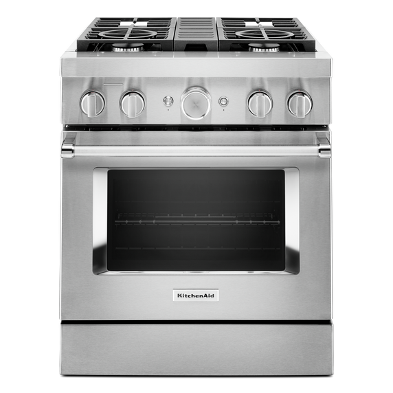 Cuisinière commerciale intelligente bicombustible avec 4 brûleurs - 30 po KitchenAid® KFDC500JSS