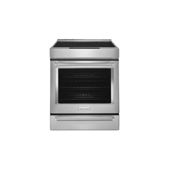 Kitchenaid® Cuisinière à induction et à convection coulissante de 30 pouces avec commandes frontales, 4 brûleurs et friture à air KSIS730PSS