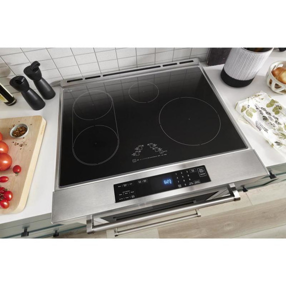 Kitchenaid® Cuisinière à induction et à convection coulissante de 30 pouces avec commandes frontales, 4 brûleurs et friture à air KSIS730PSS