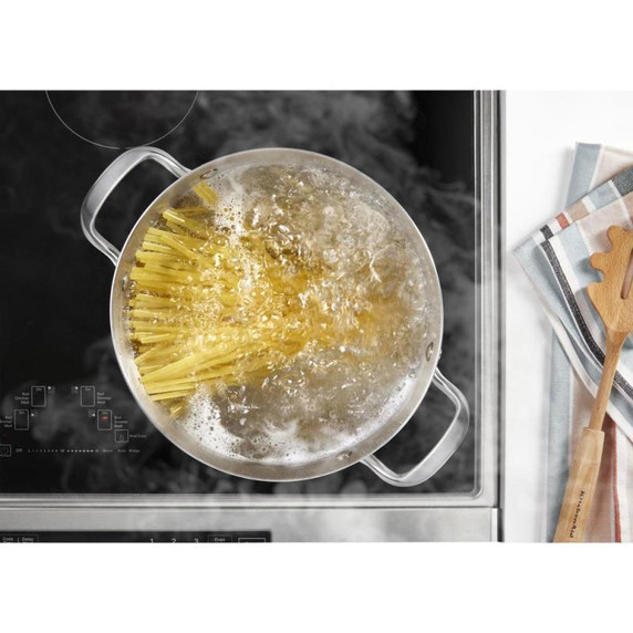 Kitchenaid® Cuisinière à induction et à convection coulissante de 30 pouces avec commandes frontales, 4 brûleurs et friture à air KSIS730PSS