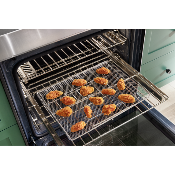 Cuisinière à induction et à convection coulissante de 30 pouces avec commandes frontales, 4 brûleurs et friture à air KitchenAid® KSIS730PSS